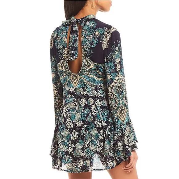 Free People Lady Luck Printed Long Sleeve Paisley Boho Blouse Size XS Whimsical - Picture 6 of 9